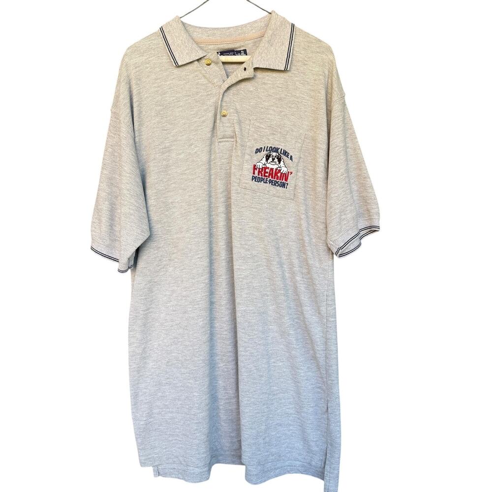 Big Dogs Polo Shirt Mens Extra Large XL Gray Embroidered Pocket Funny Slogan Dog
